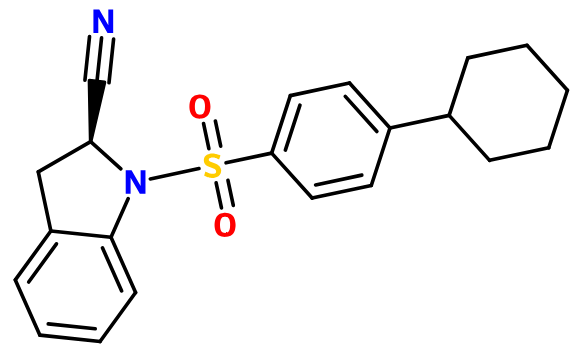 MC021230 1-(4-Cyclohexyl-benzenesulfonyl)-2,3-dihydro-1H-indole-2(S)-carbonitrile (image for) MC021230 1-(4-Cyclohexyl-benzenesulfonyl)-2,3-dihydro-1H-indole-2(S)-carbonitrile